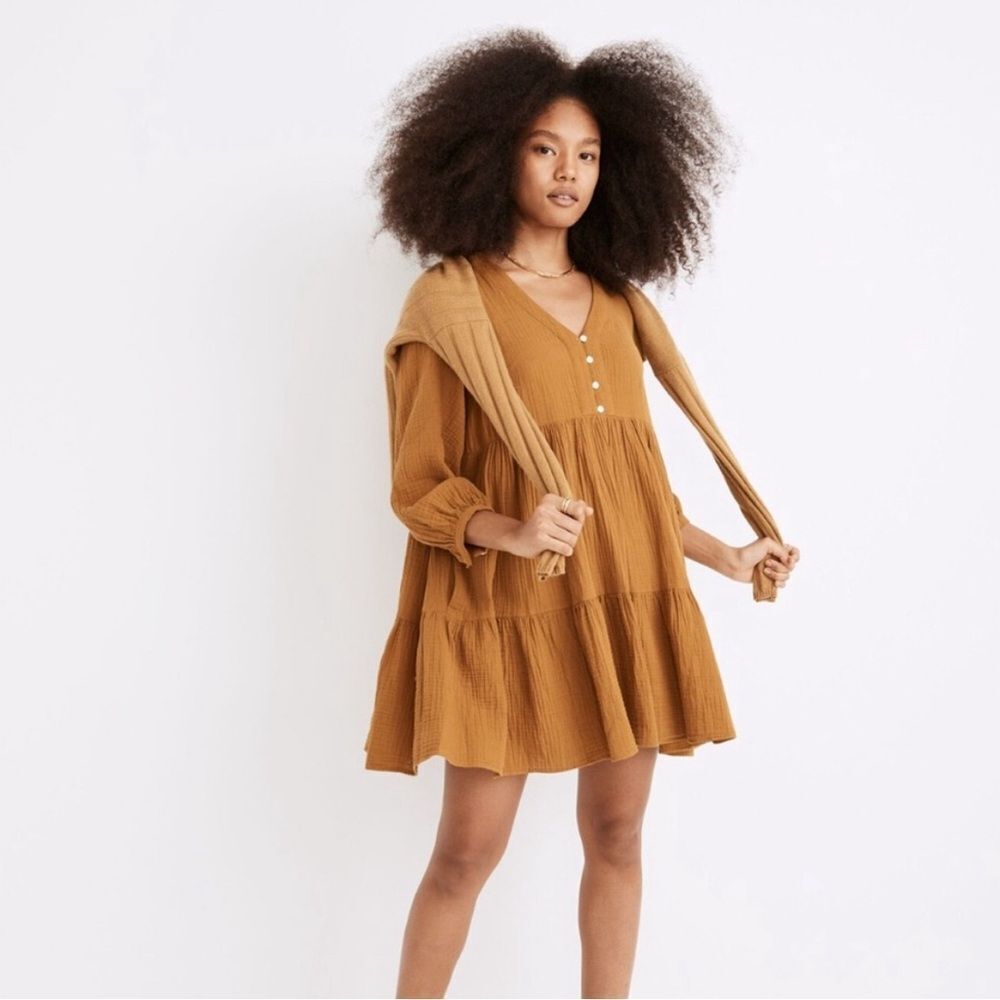 Madewell colette lightspun mini dress antique gold